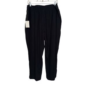 A New Day Black Pull On Ankle Pants Women Size XL Elastic Waist Casual Comfort